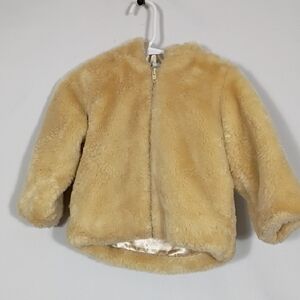 EUC Old Navy Kids Tan Faux Fur Fuzzy Jacket Toddler Girls Size 2T